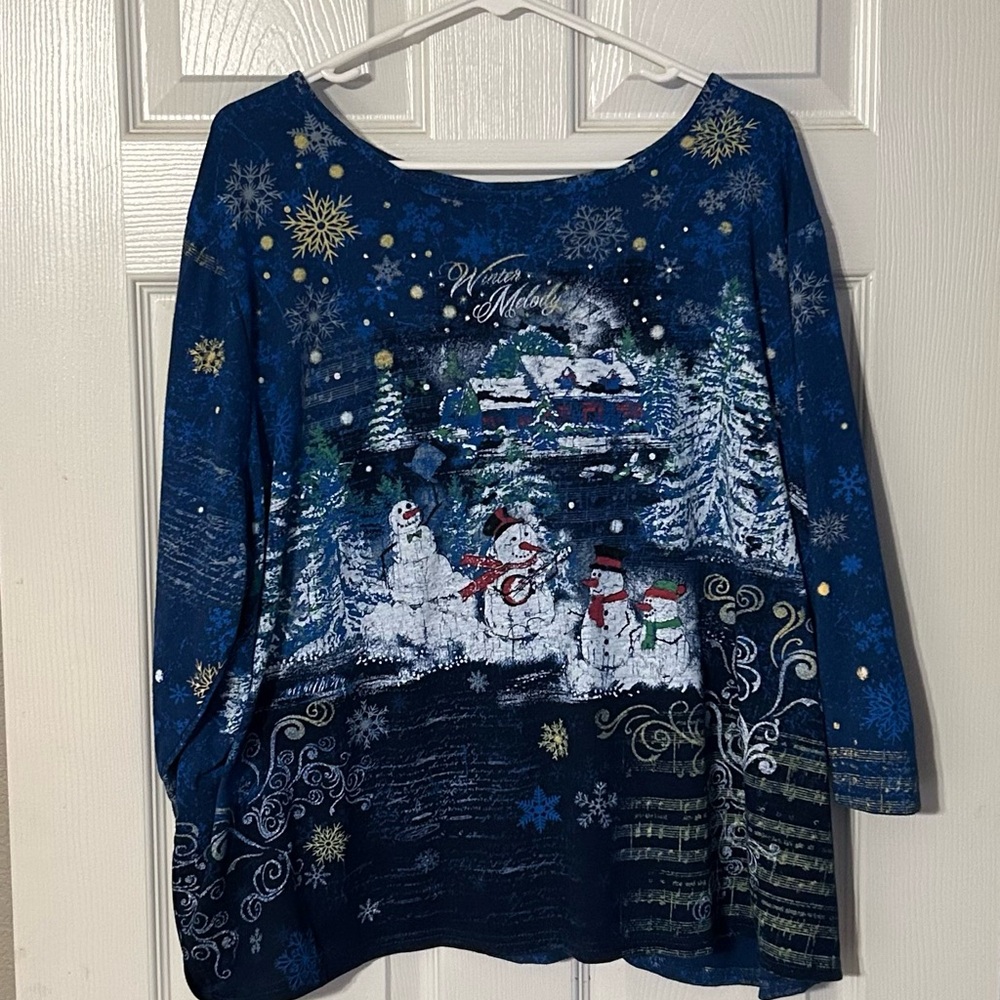 Holiday Editions Blue Snowflake Top